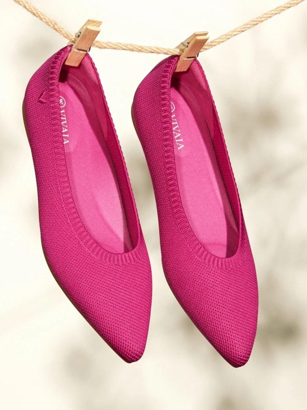 Vivaia Comfortable pointed toe pink ballet flats size 37.5 or 7 - Picture 2 of 9